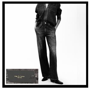 rag & bone Black Straight Leg Denim Jeans
